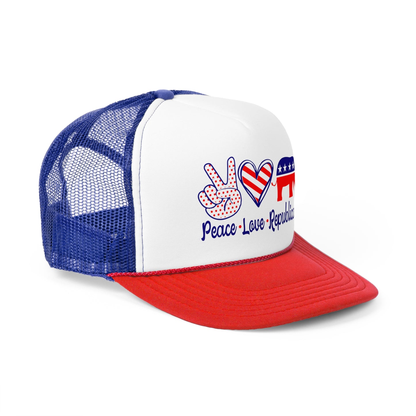 Peace Love Republican Trucker Hat