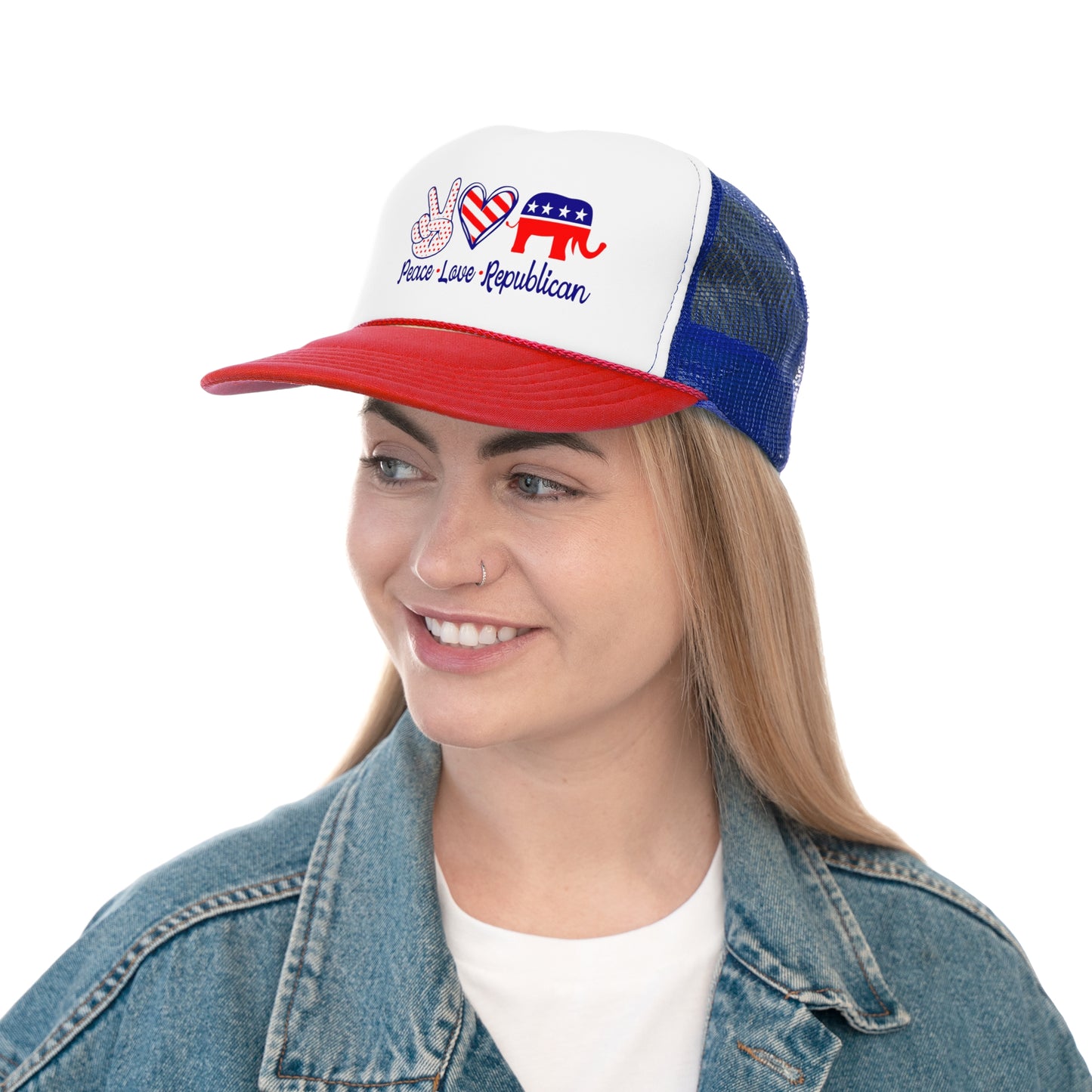 Peace Love Republican Trucker Hat